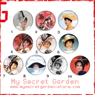 Audrey Hepburn - My Fair Lady Pinback Button Badge Set 1a or 1b ( or Hair Ties / 4.4 cm Badge / Magnet / Keychain Set )